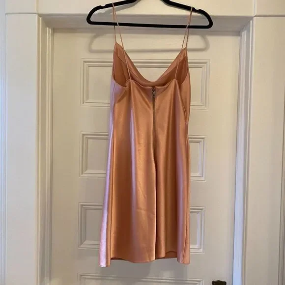 NWT Alice + Olivia Harmony Drapey Slip Satin Mini Dress with Cowl Neck - Size 8 - Picture 5 of 14